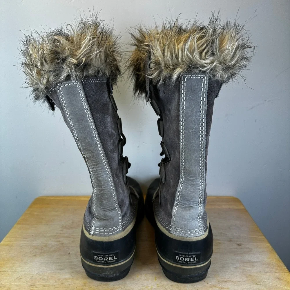 Sorel Joan of‎ Arctic Women's Waterproof Boot Size 9 Fur Lined Quarry Black Grey